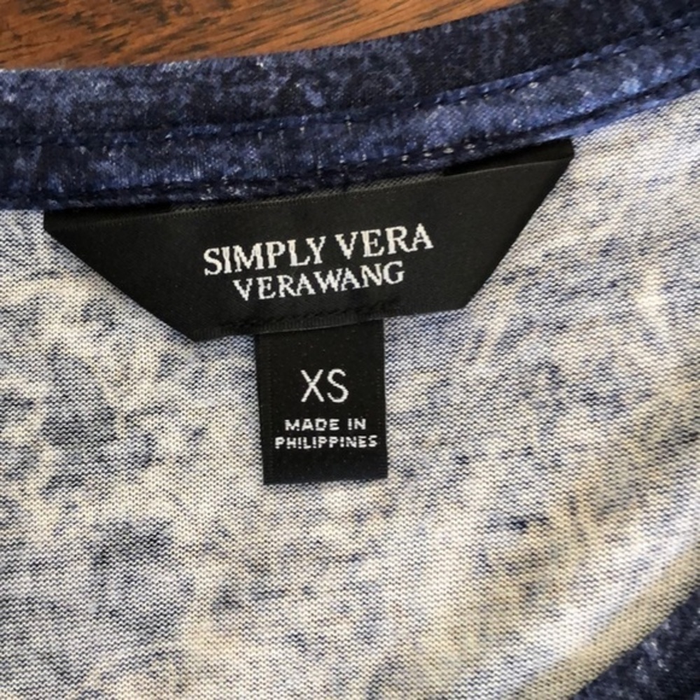 Simply Vera Wang Blue/white tie-dye long tee-shirt - Picture 3 of 5